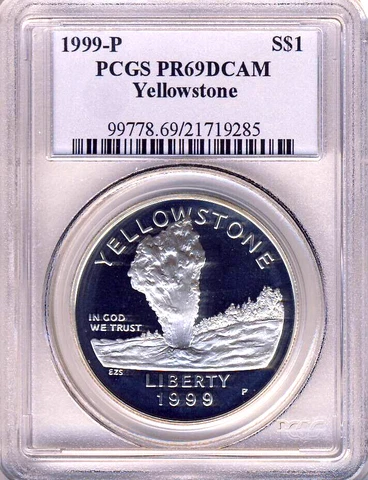 1999 P PCGS PR69DCAM YELLOWSTONE SILVER DOLLAR Cover