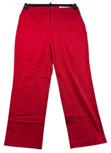 JM Collection Dress Pants Womens Size 12S Red Pockets Tummy Control Straight New - Picture 1 of 8