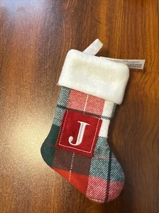 Holiday Home ~ Small Red /Green Plaid Letter J ~ Christmas Stocking NWT - Picture 1 of 8