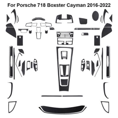 77 peças acabamento externo interno completo de fibra de carbono para Porsche 718 Boxster Cayman - Imagem 1 de 4