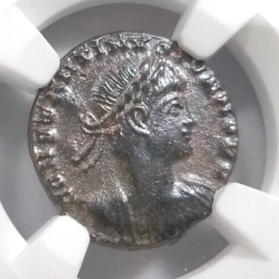 Constantine II Roman Empire BI Nummus AE3/4 NGC AU Ancient Epfig Hoard Pedigree - Image 1 of 4