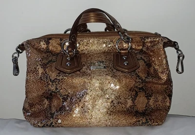 COACH MADISON SEQUINS SNAKESKIN PRINT SATCHEL BAG PURSE 15269_MULTI $598 RARE - Image 1 of 4