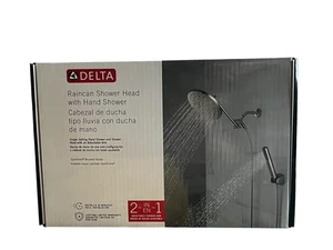 DELTA Raincan Shower Head with Hand Shower in SpotShield Brushed Nickel 2 in 1 - Picture 1 of 3