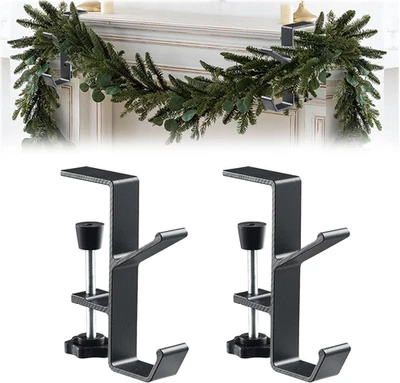 2 PCS Christmas Garland Hangers for Mantle, Garland Hanger,Adjustable Black Meta - Image 1 of 4