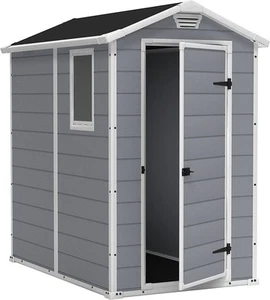 Keter Manor Apex Garden Shed Outdoor Storage Shed 4 x 6 ft Grey - Picture 1 of 16