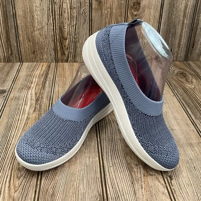 Bailarina sin cordones FitFlop Uberknit plana para mujer talla 7,5 azul zapatos cómodos Foto 1 de 4