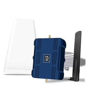 Booster de téléphone portable pour bureau à domicile, jusqu'à 2500 pieds carrés, signal de téléphone portable bleu - Photo 1 sur 8