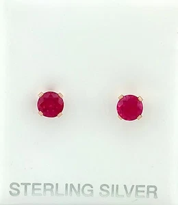 LAB CREATED 1.06 Ct RUBY STUD EARRINGS .925 SILVER (Rose tone) - New With Tag - Picture 1 of 5