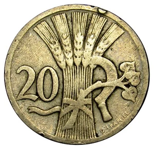 Czechoslovakia 20 Haleru coin 1924 KM# 1 (a2) - Picture 1 of 2