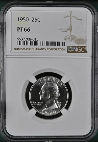 1950-P S25C WASHINGTON QUARTER PROOF NGC PF 66 LOW POP RARITY R3 HIGHEST GRADES Cover