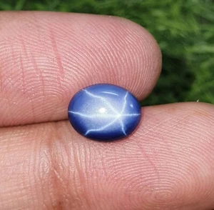 3.03 Ct Blue Star Sapphire Oval Cabochon 6 Rays Lab Grown Loose Gemstone 10x8 MM - Picture 1 of 6