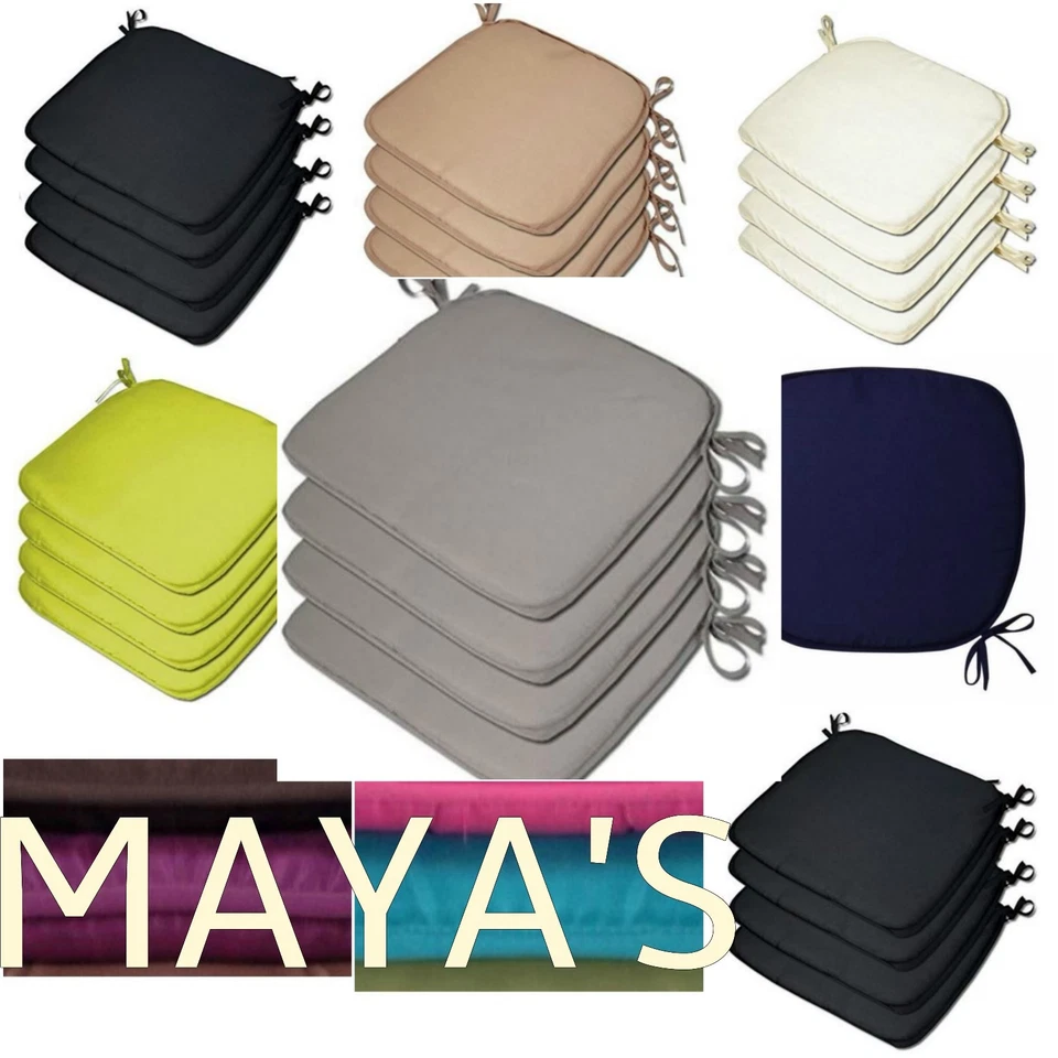 Luxury Removable Tie On Chair Seat Cushions Pads Garden Dining Kitchen - Image 1 of 1