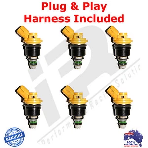 6 x 550cc 555cc Side Feed Fuel Injectors Fits Nissan Skyline R33 GTS-T RB25DET - Foto 1 di 1