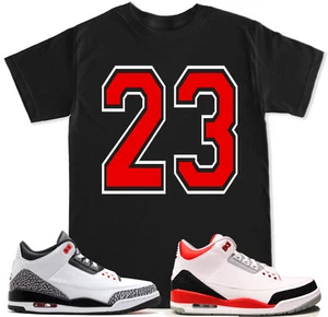 23 Camiseta Roja a Juego con Air Js Retro 3 Rojo Fuego Blanco Cemento OG Zapatos - Imagen 1 de 17