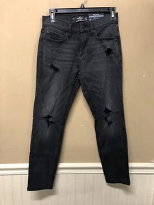 Hollister Super Skinny Stretch Black Washed Distressed Jeans Size 28 NWT - Picture 1 of 5