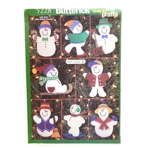 NO SEW Butterick 5228 2001 Christmas Ornament Snowman Pattern Kids and Adults - Picture 1 of 11