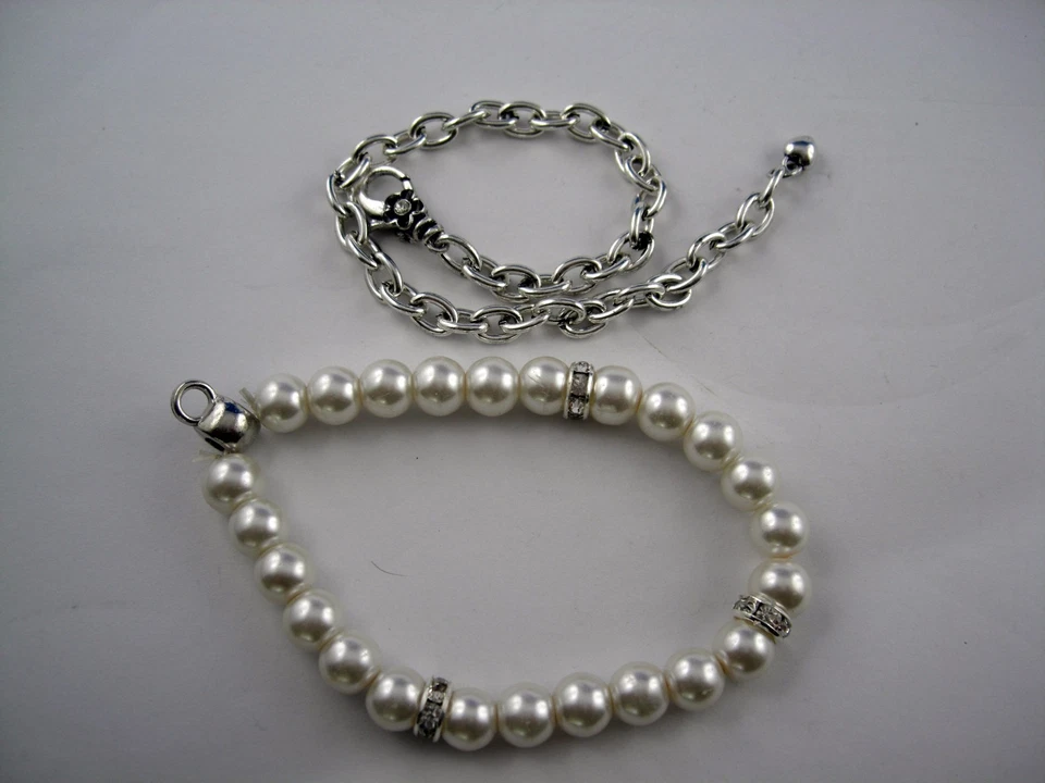 Ciondolo Bracciale Braccialetto Nobile Versione Perle, Argento con fiore Scelta - Immagine 1 di 1