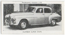 MORNING FOODS TRADE CARD MODERN CARS 1954 No. 42. HUMBER SUPER SNIPE