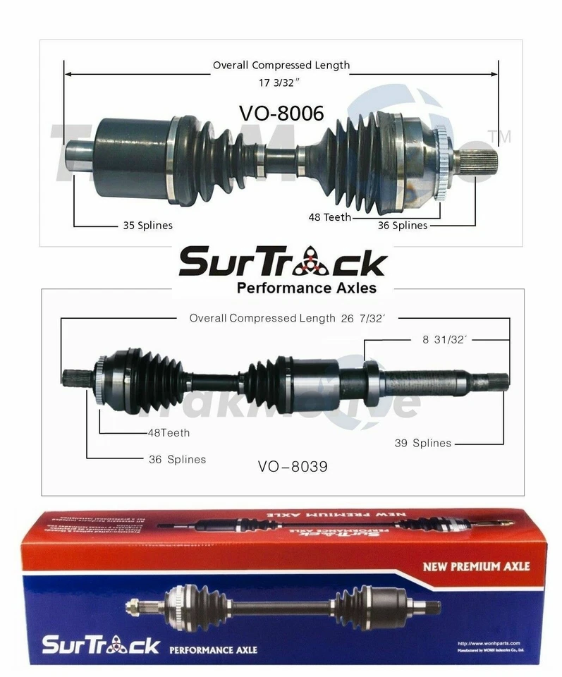 Juego SurTrack par de ejes delanteros CV para Volvo S80 tracción delantera 1999-2006 Foto 1 de 1