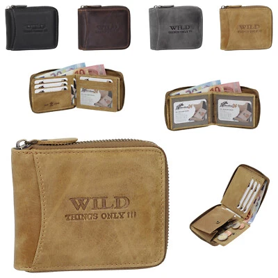 Bag Street Herren Geldbörse Leder Portemonnaie Geldbeutel mit Reißverschluss - Bild 1 von 2