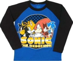 Sonic the Hedgehog t-shirt Size M L New Child 8 10 12 14 16 Blue Long Sleeve - Picture 1 of 1