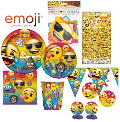 EMOJI Birthday Party Plates Napkins Tableware Decoration Banner - Image 1 of 4