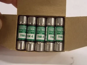 New Box of 10 Bussmann Fusetron FNM4 4 Amp Dual Element Fuses G5 - Picture 1 of 3