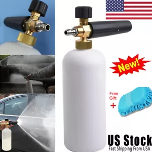 White Snow Foam Washer Gun Car Wash Soap Lance Cannon Spray Pressure Jet Bottle - Picture 1 of 12