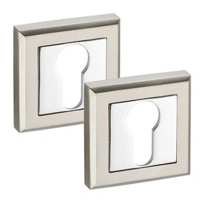 Eurozylinder Rosette Paar auf quadratischer Rose mit doppelter Verchromung - Bild 1 von 1