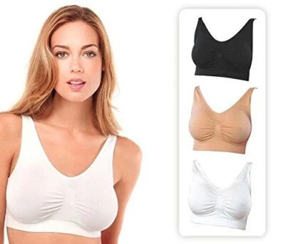 Women's Wire Free Sports Bras Non-padded Black Beige White Seamless Sports Bra X - Image 1 of 4