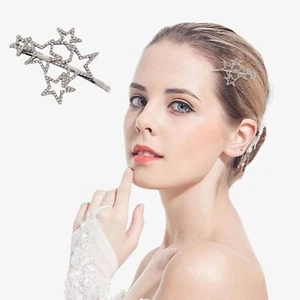 Crystal Star Hair Clip Rhinestone Wedding Hair Clip Crystal Star Bridal Weddi... - Picture 1 of 7