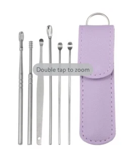 6 Piece Portable Stainless Steel Ear Cleaning Spoon Set - Ear Wax Removal Kit - - Picture 1 of 8