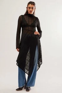 FREE PEOPLE Walk In The Park Maxi Dress Top Tunic Black Sheer UK XS RRP £118 - Picture 1 of 15