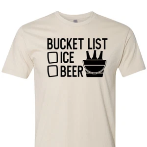 Bucket List Ice Beer T-Shirt Funny Father's Day Gift Craft Brew Summer Vacation - Picture 1 of 4