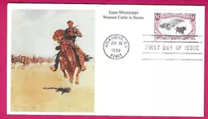 USA 1998 Mystic FDC - $1 Trans Mississippi - WESTERN CATTLE - Fdi ANAHEIM - Picture 1 of 2