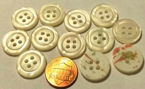 12 Pearlized Cream Plastic Sew-thru Buttons Speckled Back 11/16" 18mm 10097