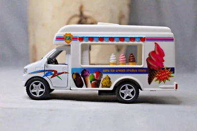 Kinsfun Softy Ice Cream Truck Diecast Model Food Truck Pull back Action Van - Image 1 of 4