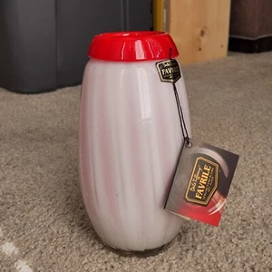 Favrile Art Glass Vase Dale Tiffany Hand Blown Red & White Swirl Handmade 8 in - Picture 1 of 17