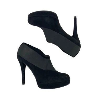 Stuart Weitzman Greatneck Black Suede Stiletto Ankle Bootie Boots Size 8 M Spain - Image 1 of 4