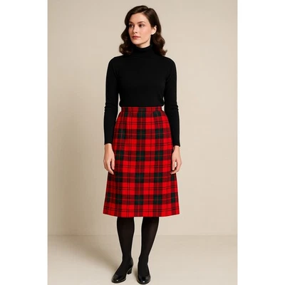 Vintage Pendleton 100% Virgin Wool Plaid Midi Skirt Size 6 - Image 1 of 4