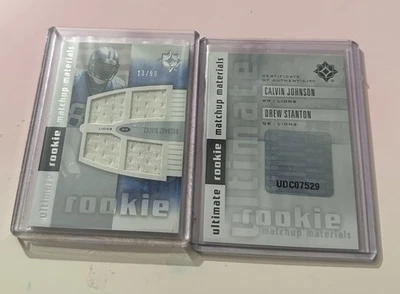 2007 Upper Deck Ultimate Rookie Matchup Materials Calvin Johnson/ Stanton 13/99 - Image 1 of 2