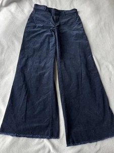 Loft Pant Womens 12 The Palmer Wide Leg Velvet Cords Stretch Navy Blue - Picture 1 of 6