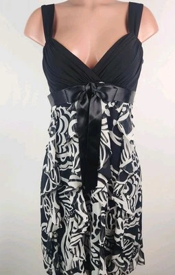 Vestido Y2K Betsey Adam Volantes Talla 8 Negro Blanco Caprichoso Fiesta Foto 1 de 4