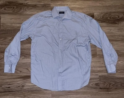 Camisa Canali Para Hombre 17.5 Azul Vestido Sólido Manga Larga Hecha en Italia 100% Algodón Foto 1 de 4