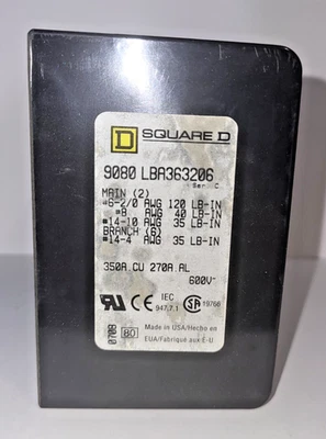 Square D 9080-LBA363206 Power Distribution Block 3-Pole 350A 600V Ser C - Image 1 of 2