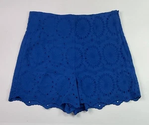 Women's ZARA Blue Eyelet High Rise Shorts Sz. S A22-21 - Picture 1 of 4