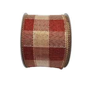 Cinta con cable CelebrateIt otoño bronceada naranja búfalo a cuadros 2,5"x25' NUEVA - Imagen 1 de 3