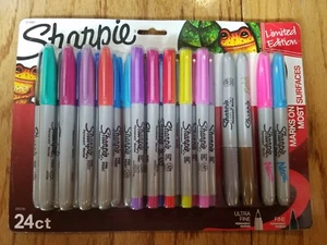 SHARPIE MARKERS 24ct Limited Edition Fine/Ultra Fine NEW! Neon Pink Gold Silver - Picture 1 of 3