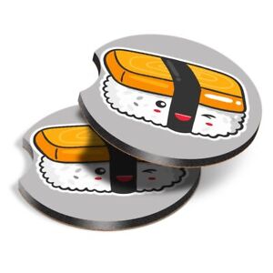 2x Car Coasters Sushi Rice Fish Japan #59689
