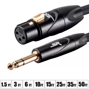 1.5-35FT 3-Pin XLR Female to 1/4" 6.35mm TRS Male Audio Balanced Cable Mic Gold - Picture 1 of 10